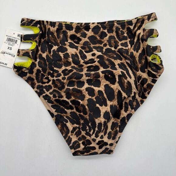 Bar III Beach Cheetah High-Rise Bikini Bottoms Brown Print XS - Picture 6 of 11